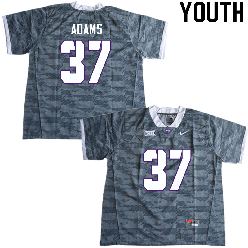 Youth #37 Dylan Adams TCU Horned Frogs College Football Jerseys Sale-Gray